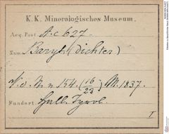 Etiketten zu Baryt/Dichter Baryt (NHMW-MIN-Ac627)